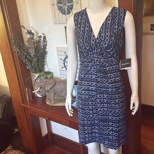 Blue Patterned Sleeveless Dress